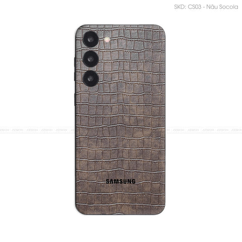 Miếng Dán Da Samsung Galaxy S24 Series Vân Cá Sấu Nâu | CS03