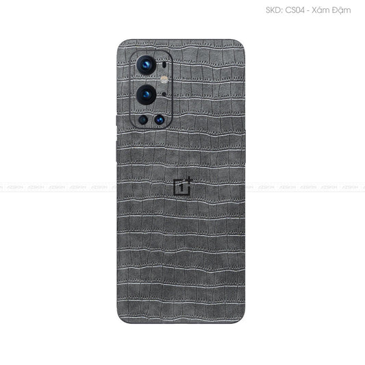 Miếng Dán Da OnePlus 9 Series Vân Cá Sấu Xám | CS04