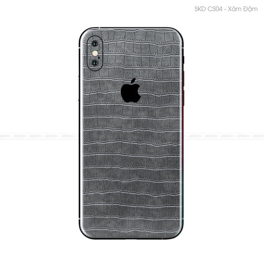 Miếng Dán Da IPhone X Series Vân Cá Sấu Xám | CS04