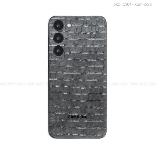 Miếng Dán Da Samsung Galaxy S24 Series Vân Cá Sấu Xám | CS04