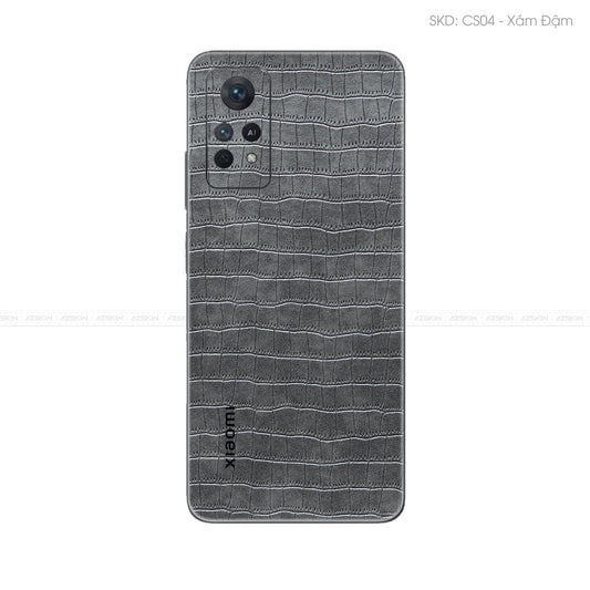 Miếng Dán Da Xiaomi Note 11 Series Vân Cá Sấu Xám | CS04