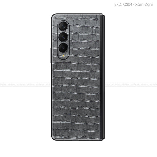 Miếng Dán Da Samsung Z Fold 5 Vân Cá Sấu Xám | CS04