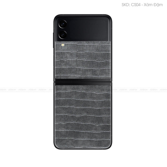 Miếng Dán Da Samsung Z Flip 4 Vân Cá Sấu Xám | CS04