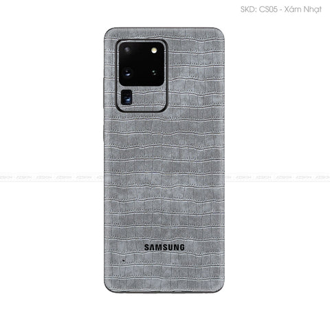 Miếng Dán Da Samsung S20 Series Vân Cá Sấu Xám | CS05