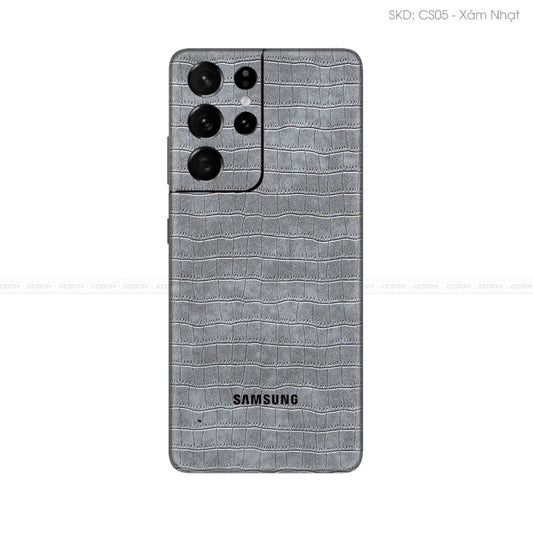 Miếng Dán Da Samsung S21 Series Vân Cá Sấu Xám | CS05