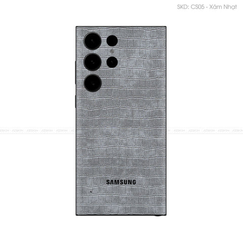 Miếng Dán Da Samsung Galaxy S24 Series Vân Cá Sấu Xám | CS05