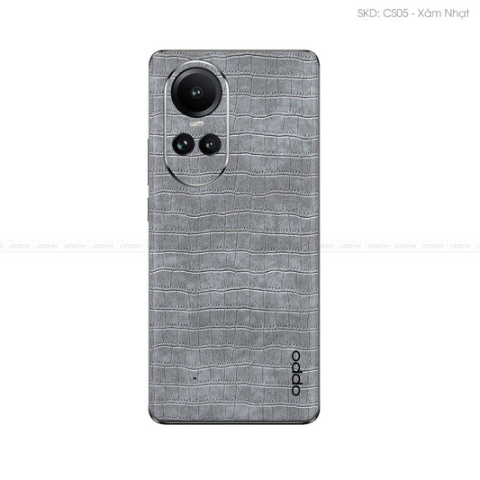 Miếng Dán Da OPPO Reno Series Vân Cá Sấu Xám | CS05