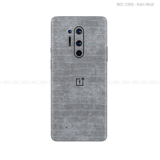 Miếng Dán Da OnePlus 8 Series Vân Cá Sấu Xám | CS05