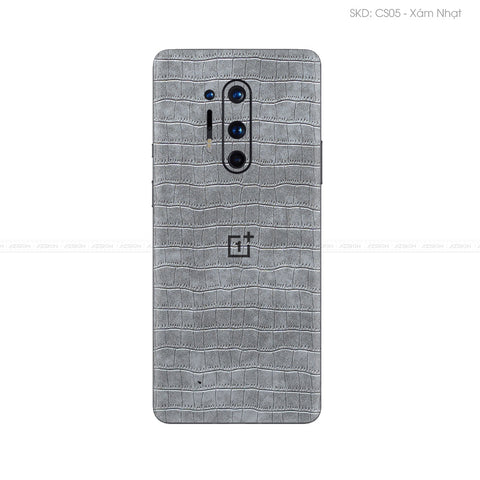 Miếng Dán Da OnePlus 8 Series Vân Cá Sấu Xám | CS05