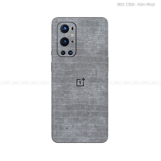 Miếng Dán Da OnePlus 9 Series Vân Cá Sấu Xám | CS05