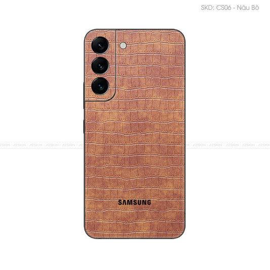 Miếng Dán Da Samsung S22 Series Vân Cá Sấu Nâu | CS06