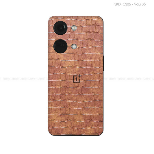 Miếng Dán Da OnePlus Ace Series Vân Cá Sấu Nâu | CS06