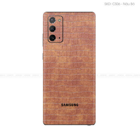 Miếng Dán Da Samsung Note 20 Series Vân Cá Sấu Nâu | CS06