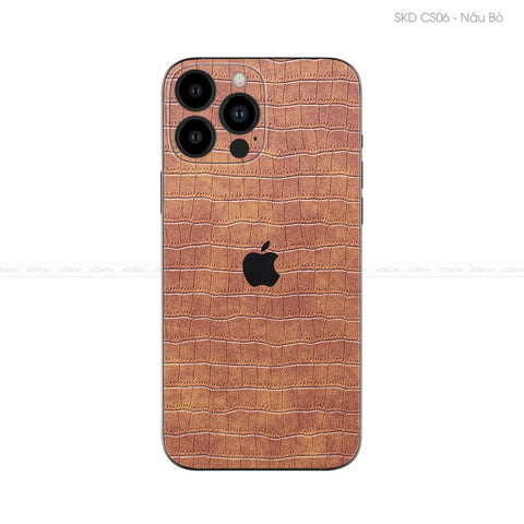 Miếng Dán Da IPhone 12 Series Vân Cá Sấu Nâu | CS06
