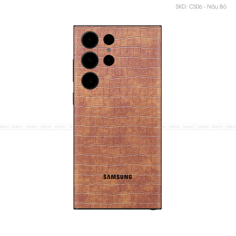 Miếng Dán Da Samsung S23 Series Vân Cá Sấu Nâu | CS06