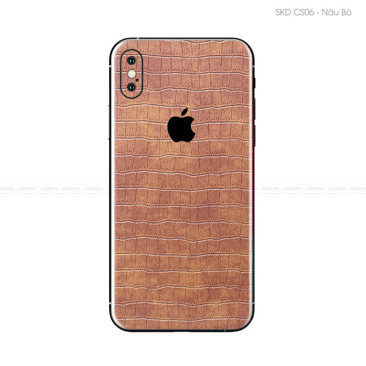 Miếng Dán Da IPhone X Series Vân Cá Sấu Nâu | CS06