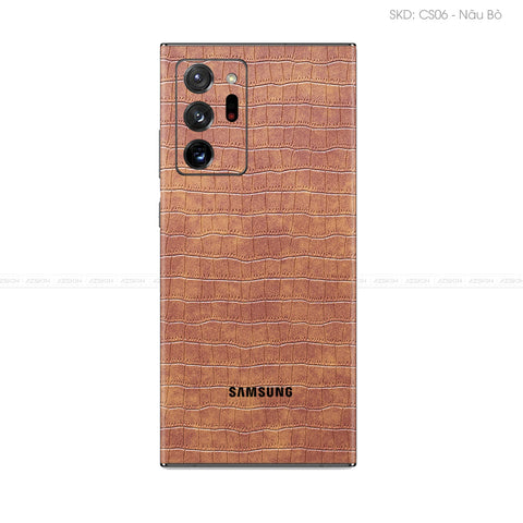 Miếng Dán Da Samsung Note 20 Series Vân Cá Sấu Nâu | CS06