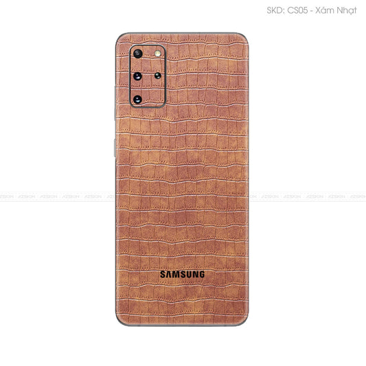 Miếng Dán Da Samsung S20 Series Vân Cá Sấu Nâu | CS06