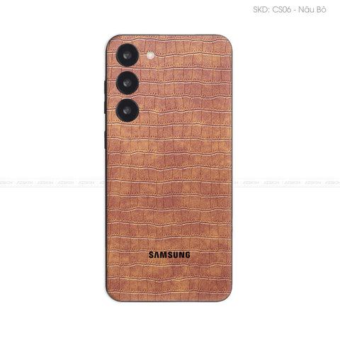 Miếng Dán Da Samsung Galaxy S24 Series Vân Cá Sấu Nâu | CS06