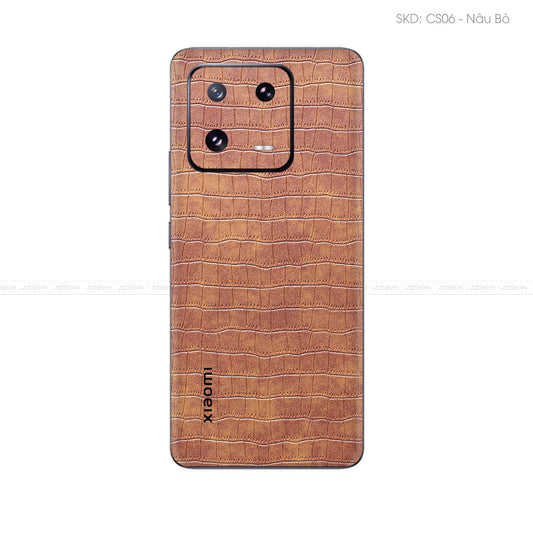 Miếng Dán Da Xiaomi 13 Series Vân Cá Sấu Nâu | CS06