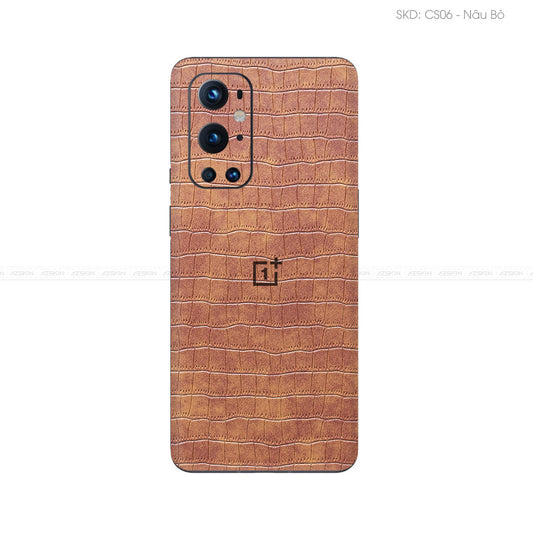 Miếng Dán Da OnePlus 9 Series Vân Cá Sấu Nâu | CS06