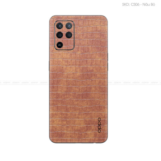 Miếng Dán Da OPPO F Series Vân Cá Sấu Nâu | CS06