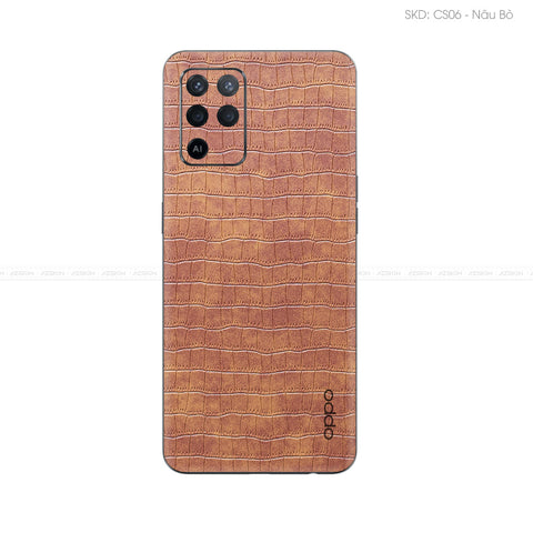 Miếng Dán Da OPPO F Series Vân Cá Sấu Nâu | CS06