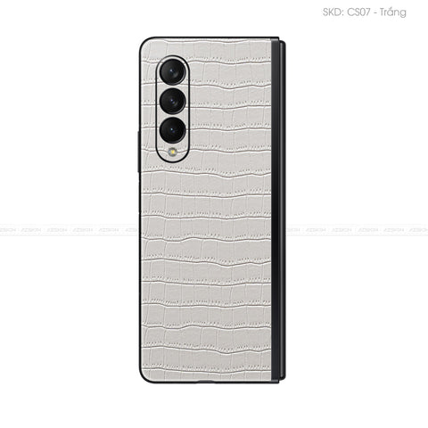 Miếng Dán Da Samsung Z Fold 3 Vân Cá Sấu Trắng | CS07