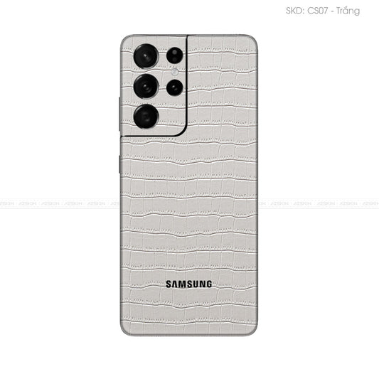 Miếng Dán Da Samsung S21 Series Vân Cá Sấu Trắng | CS07