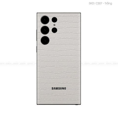Miếng Dán Da Samsung Galaxy S24 Series Vân Cá Sấu Trắng | CS07