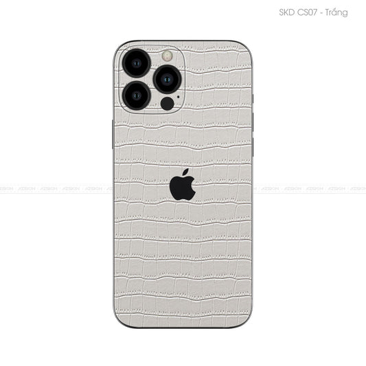Miếng Dán Da IPhone 14 Series Vân Cá Sấu Trắng | CS07