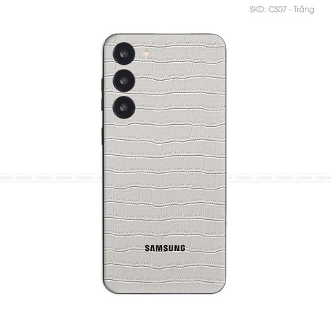 Miếng Dán Da Samsung Galaxy S24 Series Vân Cá Sấu Trắng | CS07