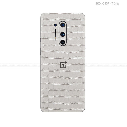 Miếng Dán Da OnePlus 8 Series Vân Cá Sấu Trắng | CS07