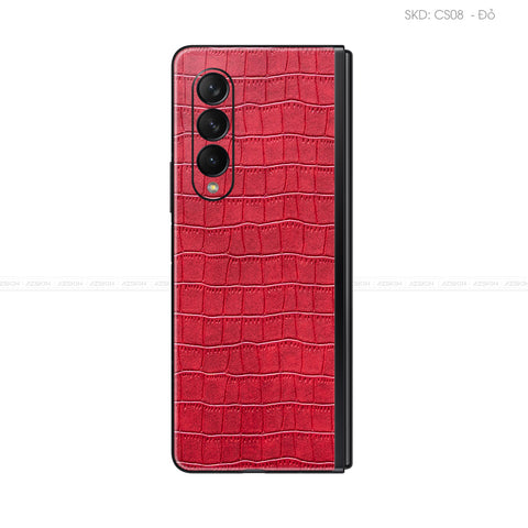 Miếng Dán Da Samsung Z Fold 5 Vân Cá Sấu Đỏ | CS08