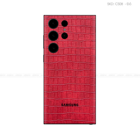 Miếng Dán Da Samsung Galaxy S24 Series Vân Cá Sấu Đỏ | CS08