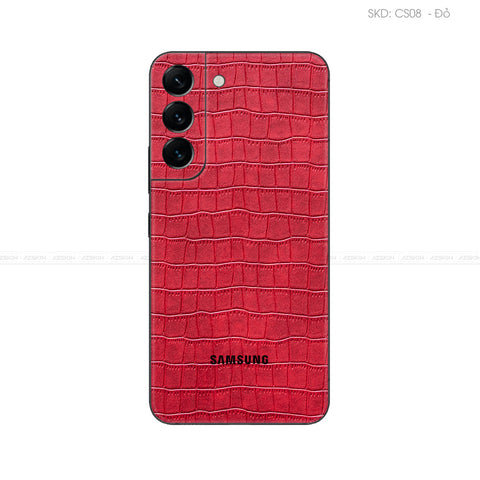 Miếng Dán Da Samsung S22 Series Vân Cá Sấu Đỏ | CS08