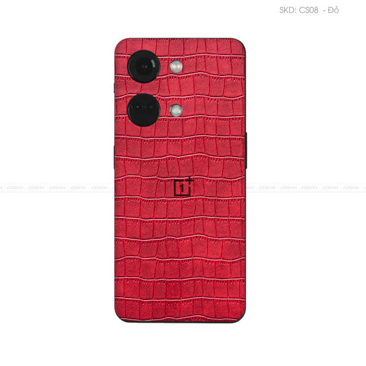 Miếng Dán Da OnePlus Ace Series Vân Cá Sấu Đỏ | CS08