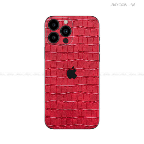 Miếng Dán Da IPhone 15 Series Vân Cá Sấu Đỏ | CS08