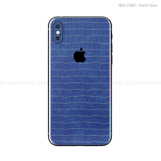 Miếng Dán Da IPhone X Series Vân Cá Sấu Xanh Navi | CS09
