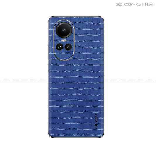 Miếng Dán Da OPPO Reno Series Vân Cá Sấu Xanh Navi | CS09