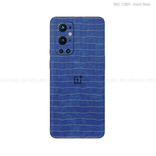 Miếng Dán Da OnePlus 9 Series Vân Cá Sấu Xanh Navi | CS09