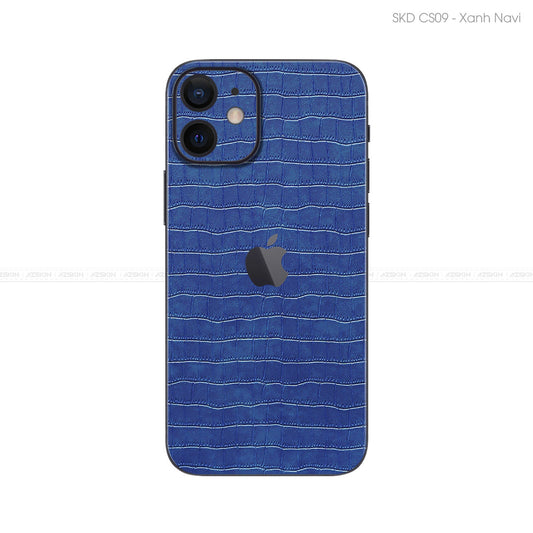 Miếng Dán Da IPhone 11 Series Vân Cá Sấu Xanh Navi | CS09