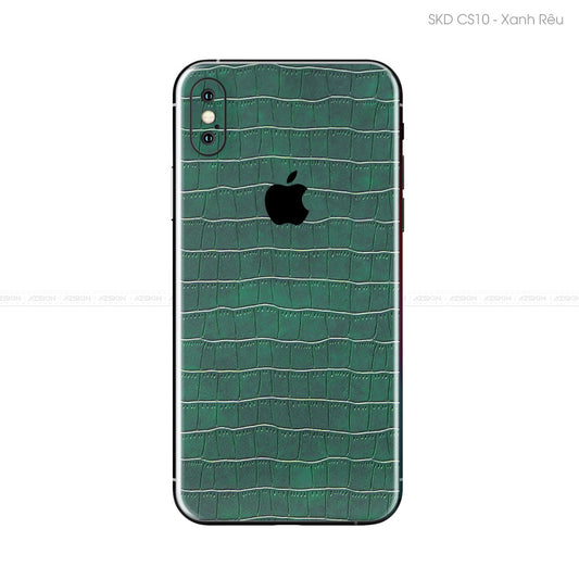 Miếng Dán Da IPhone X Series Vân Cá Sấu Xanh Rêu | CS10