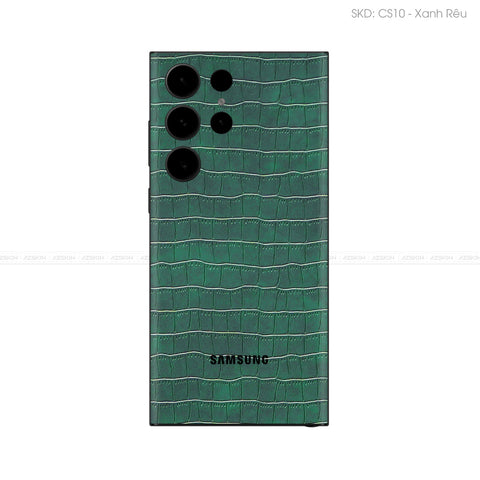 Miếng Dán Da Samsung Galaxy S24 Series Vân Cá Sấu Xanh Rêu | CS010