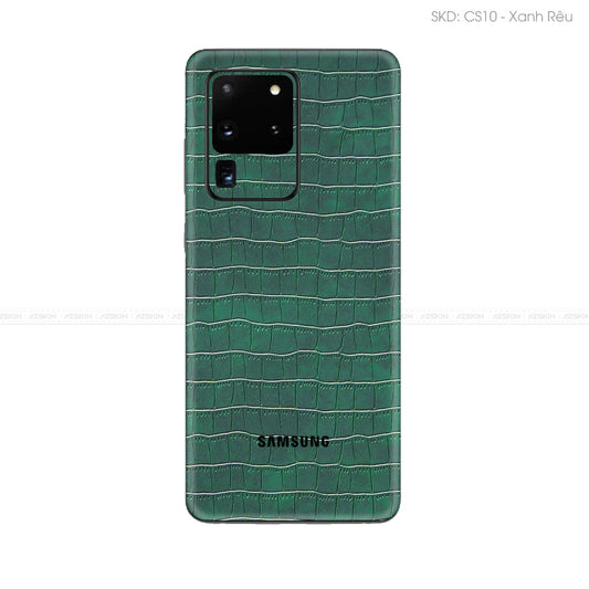 Miếng Dán Da Samsung S20 Series Vân Cá Sấu Xanh Rêu | CS10