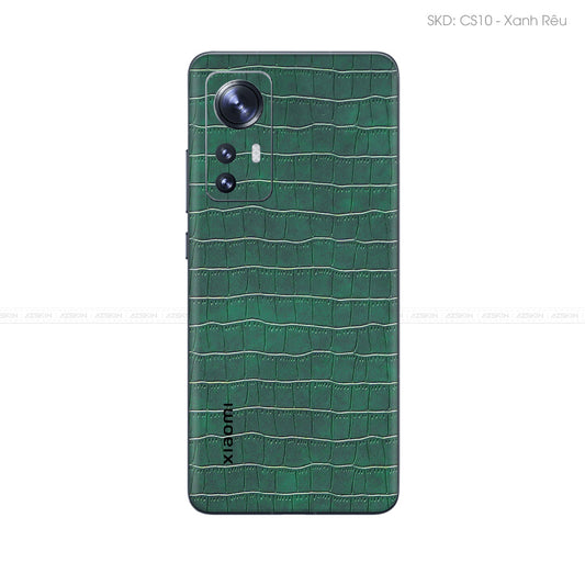 Miếng Dán Da Xiaomi 12 Series Vân Cá Sấu Xanh Rêu | CS10