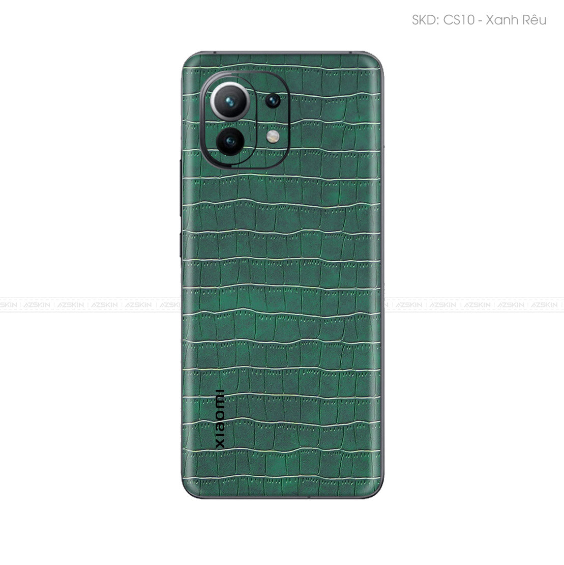 Miếng Dán Da Xiaomi 11 Series Vân Cá Sấu Xanh Rêu | CS10