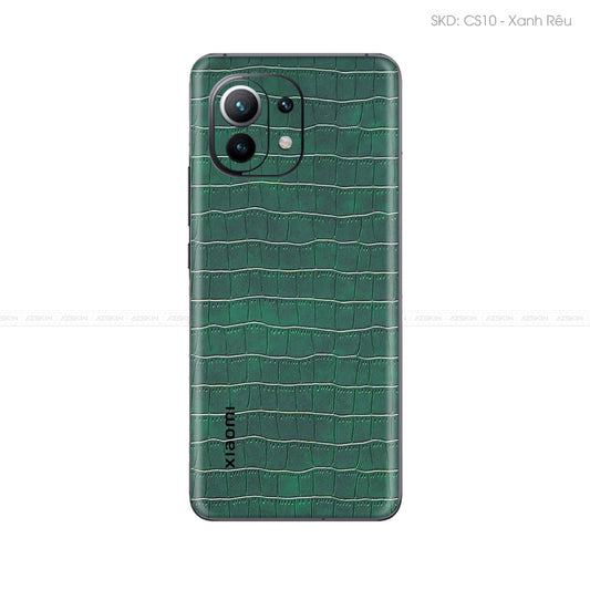 Miếng Dán Da Xiaomi 11 Series Vân Cá Sấu Xanh Rêu | CS10