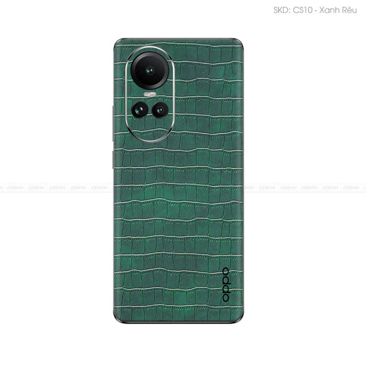 Miếng Dán Da OPPO Reno Series Vân Cá Sấu Xanh Rêu | CS10
