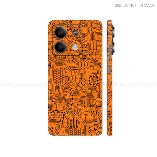 Dán Skin Điện Thoại Xiaomi Redmi 13 Series Vân Nổi Vi Mạch Cam | UVPT01